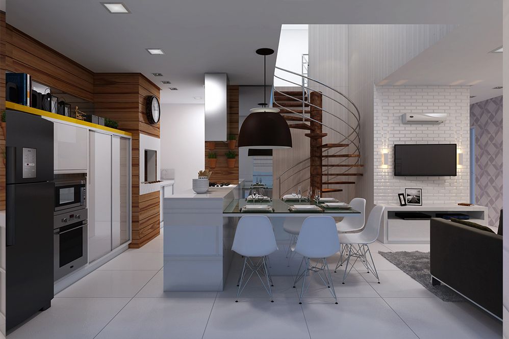 COZINHA / LIVING / ACESSO AO PISO SUPERIOR